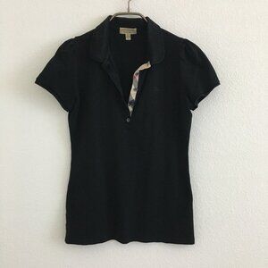 Burberry Authentic Womens Polo Black Size Medium Short Sleeve
